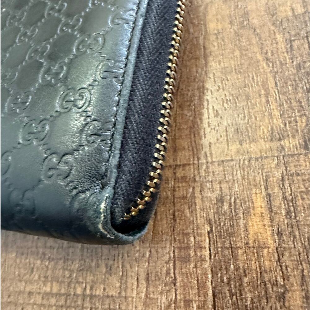 Gucci Guccissima Zip Around Wallet Black Leather GG Embossed Long Wallet - Picture 8 of 14